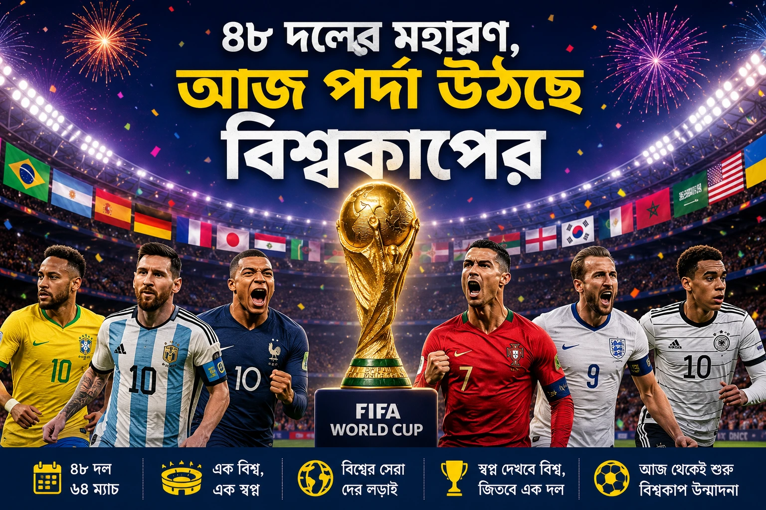 ৪৮ দলের মহারণ, আজ পর্দা উঠছে বিশ্বকাপের